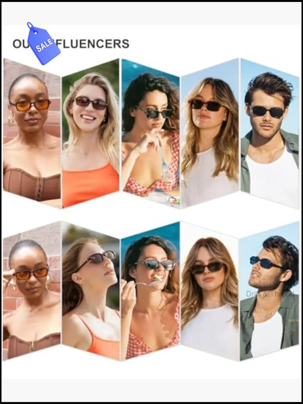 Retro Y2K Rectangle Polarized Sunglasses UV400 Small Thin Frame